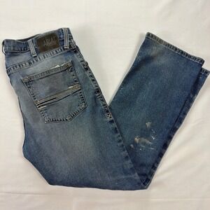 Ariat M5 Straight Leg Denim Jeans Distressed Paint Splatter 38 x 30 Blue Mens